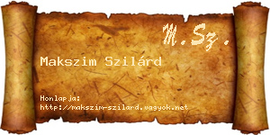 Makszim Szilárd névjegykártya
